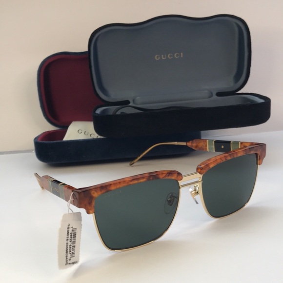 💯 - New Authentic Gucci Havana Plastic/Metal Square Sunglasses Unisex GG0603… - Picture 1 of 12